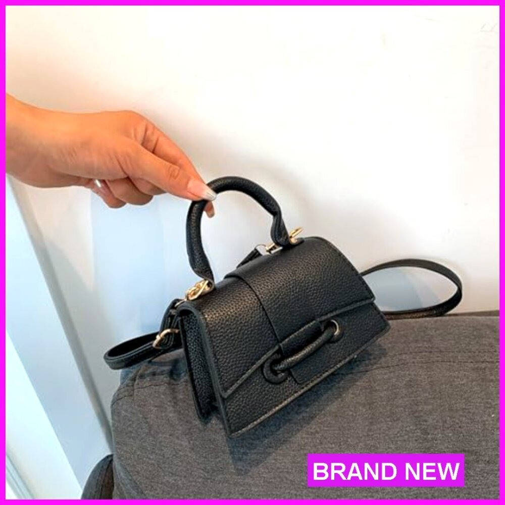Mini Top Handle Crossbody Bag Vegan Leather Tiny Clutch with Strap - Picture 4 of 7